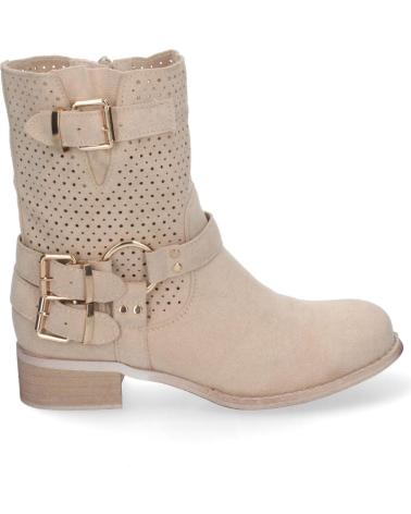 PUNTOSALAO BOTINES DE TACON BAJO CALADOS ESTILO MOTERO MUJER COLOR BEIG VARIOS COLORES