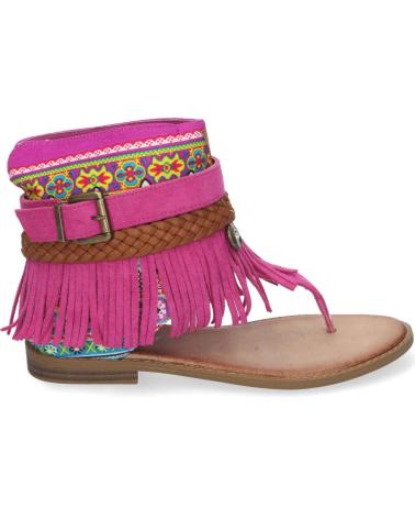 PUNTOSALAO SANDALIAS PLANAS ESCLAVAS CON FLECOS PARA MUJER COLOR FUCSIA VARIOS COLORES