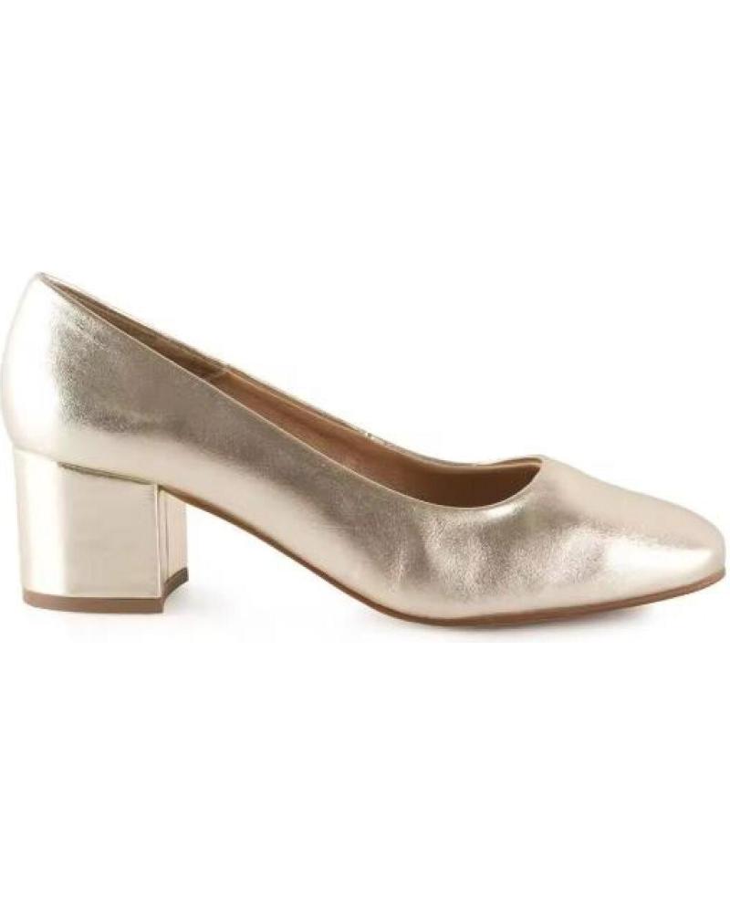 CHAMBY ZAPATO DE SALON DE PIEL CON TACON ANCHO PLANTILLA GEL HECHO PLATEADO