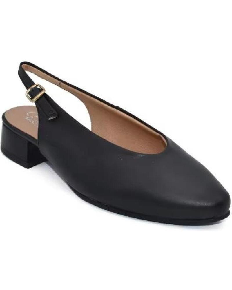 CHAMBY ZAPATO DESTALONADO DE PIEL CON TACON BAJO PLANTILLA GEL HECH NEGRO