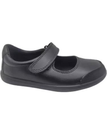 MOCASSINS ESCOLARES JAVER EM COURO PARA MENINA COM VELCRO NEGRO