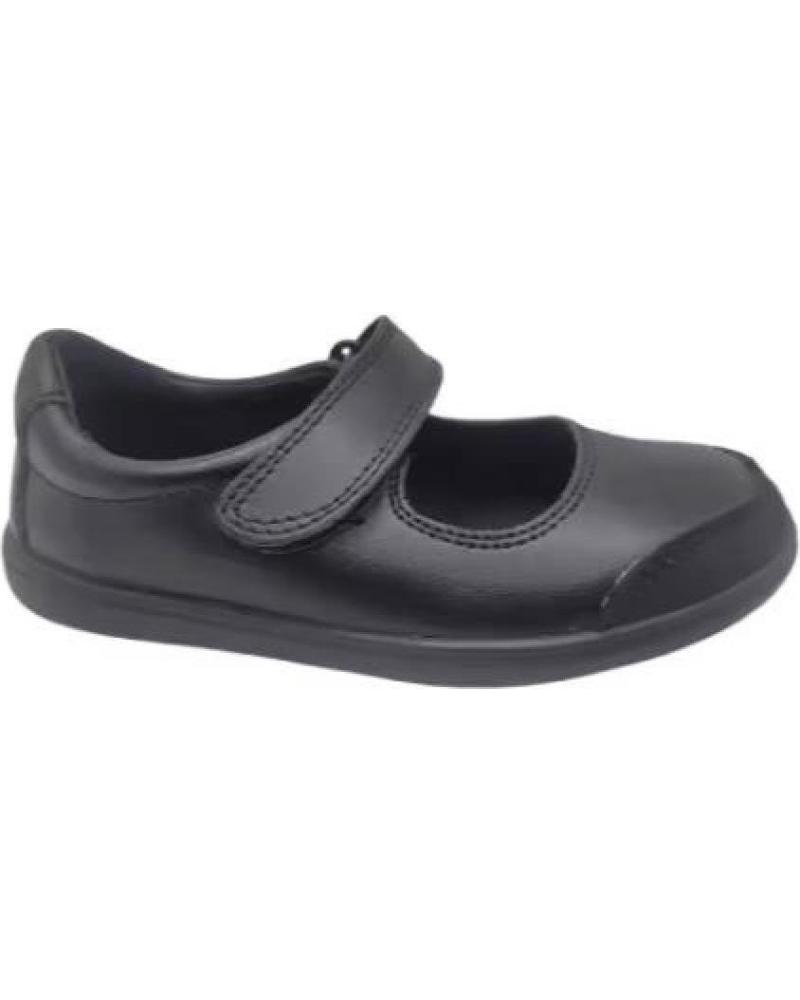 JAVER GIRLS' LEATHER SCHOOL MOCCASINS WITH VELCRO NEGRO