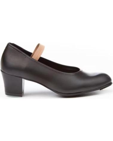 ANGELITOS FLAMENCO SHOES GIRL HEEL BLACK ELASTIC STRAP NEGRO