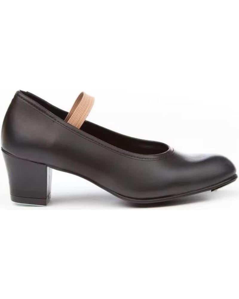 ANGELITOS FLAMENCO SHOES GIRL HEEL BLACK ELASTIC STRAP NEGRO
