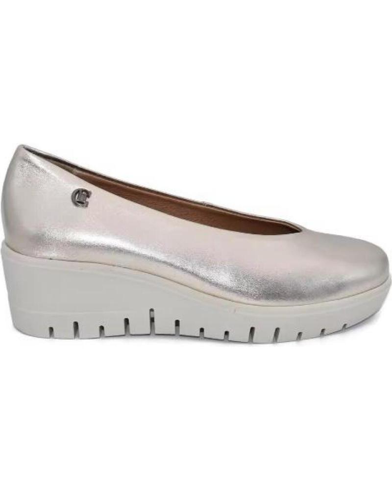 ZAPATO DE MUJER CON CUÑA CHAMBY PIEL PLATEADO PLATEADO