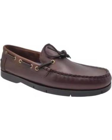 KATOSINES BROWN LEATHER BOAT SHOES WITH LACES AND SMOOTH SOLE MARRóN