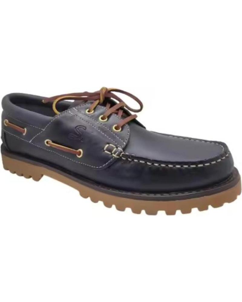 KATOSINES BLUE LEATHER BOAT SHOE WITH TRACK SOLE AZUL