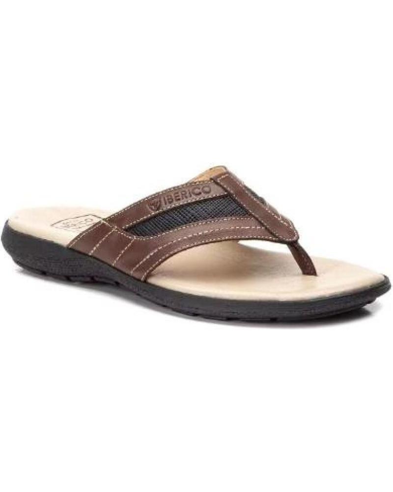 IBERICO SHOES LEATHER FLIP-FLOP SANDAL MODEL 3021 MARRóN