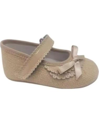 CITOS BABY CANVAS MARY JANES WITH BEIGE BOW MARRóN