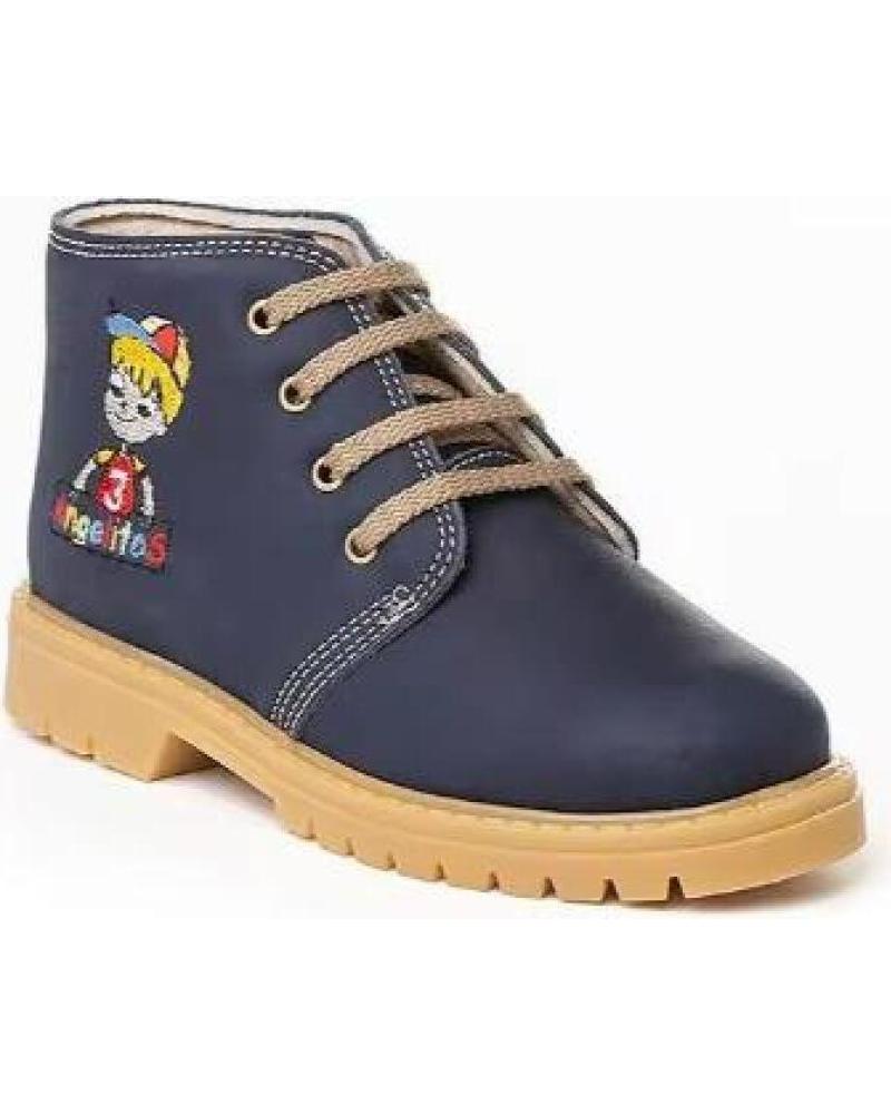 BAMBINO STIVALETTO IN PELLE ANGELITOS CON LACCI, BLU AZUL
