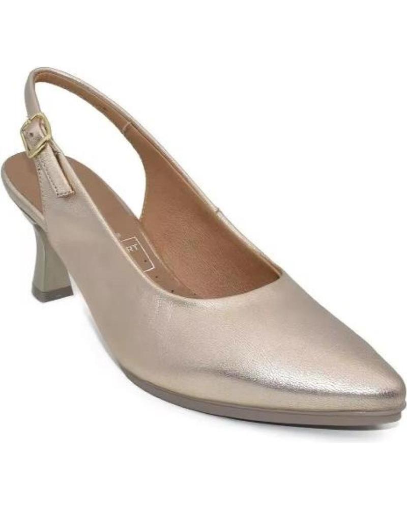 ZAPATOS DESTALONADOS CHAMBY PIEL TACÓN MEDIO PLATEADO PLATEADO