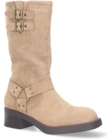 PUNTOSALAO BOTAS ALTAS PLANAS ESTILO MOTERAS BIKER PARA MUJER COLOR BEI VARIOS COLORES