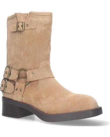PUNTOSALAO BOTAS MOTERAS TACON BAJO HEBILLAS MUJER COLOR BEIGE S-2507 VARIOS COLORES
