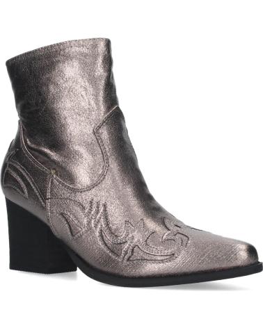 PUNTOSALAO BOTINES CAMPEROS TACON MEDIO ESTILO COWBOY MUJER GRIS METALI VARIOS COLORES