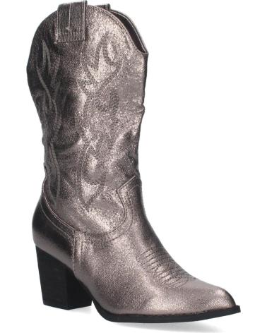 PUNTOSALAO BOTAS CAMPERAS DE TACON ANCHO BORDADO EN CANA MUJER COLOR GR VARIOS COLORES