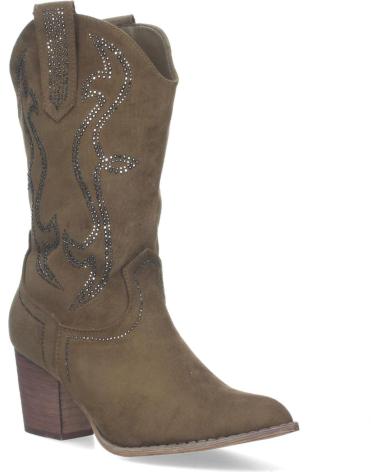 PUNTOSALAO STIVALI COWBOY VERDE SCURO CON TACCO WESTERN E RICAMO VARIOS COLORES