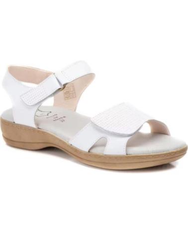 ALTO ESTILO LEATHER DRESS SANDALS FOR WOMEN WITH VELCRO AND COMFORTABLE SOLE WHITE BLANCO