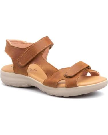 SANDÁLIAS RASAS ALTO ESTILO COM FECHO DUPLO DE VELCRO CASTANHO PARA MULHER MARRóN