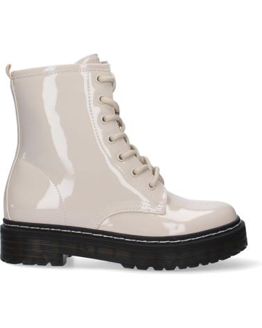 BOTTES MILITAIRES PUNTOSALAO ZS-99 BEIGE EFFET CUIR VERNI AVEC SEMELLE CRANTÉE VARIOS COLORES