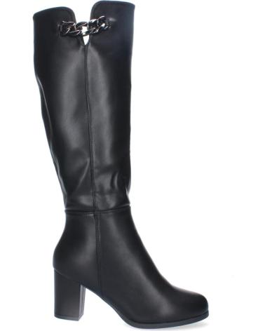 BOTTES HAUTES PUNTOSALAO ZS-101 NOIRES À TALON LARGE ET DÉTAIL BOUCLE VARIOS COLORES