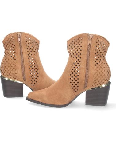 BOTINES PUNTOSALAO ESTILO COWBOY CON CALADOS Y CREMALLERA MUJER CAMEL VARIOS COLORES