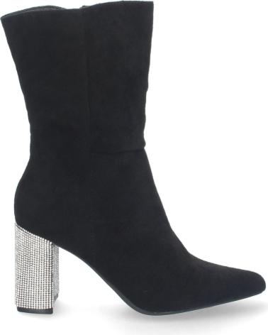 BOTINES PUNTOSALAO TACÓN MEDIO STRASS PUNTA FINA MUJER NEGROS VARIOS COLORES