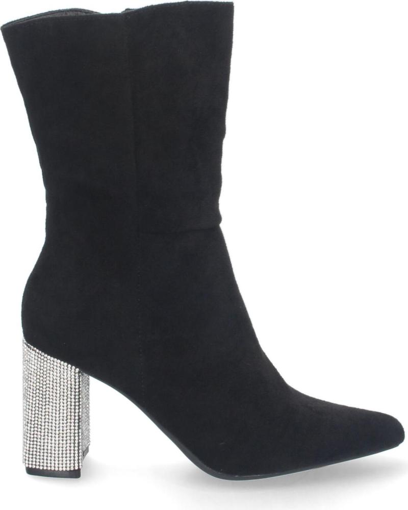 BOTINES PUNTOSALAO TACÓN MEDIO STRASS PUNTA FINA MUJER NEGROS VARIOS COLORES