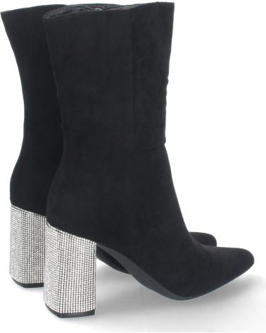 BOTINES PUNTOSALAO TACÓN MEDIO STRASS PUNTA FINA MUJER NEGROS VARIOS COLORES