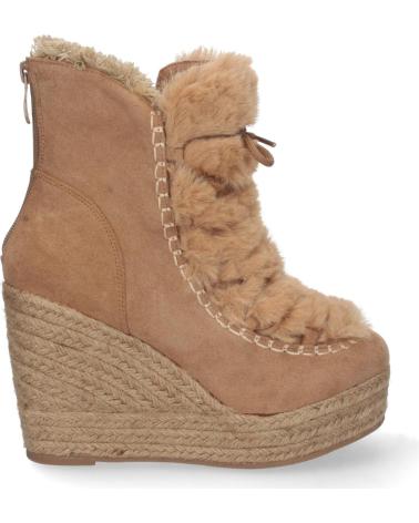 BOTÍN DE CUÑA PUNTOSALAO EN YUTE Y PELO ESTILO AUSTRALIANO PARA MUJER COLOR CAMEL VARIOS COLORES