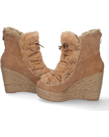 BOTÍN DE CUÑA PUNTOSALAO EN YUTE Y PELO ESTILO AUSTRALIANO PARA MUJER COLOR CAMEL VARIOS COLORES