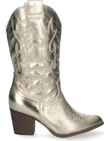 PUNTOSALAO BOTAS CAMPERAS DORADAS TACÓN ANCHO MUJER CON BORDADO VARIOS COLORES