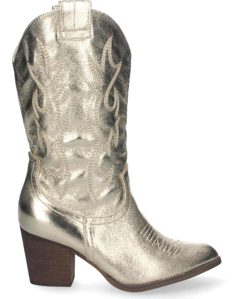 PUNTOSALAO BOTAS CAMPERAS DORADAS TACÓN ANCHO MUJER CON BORDADO VARIOS COLORES