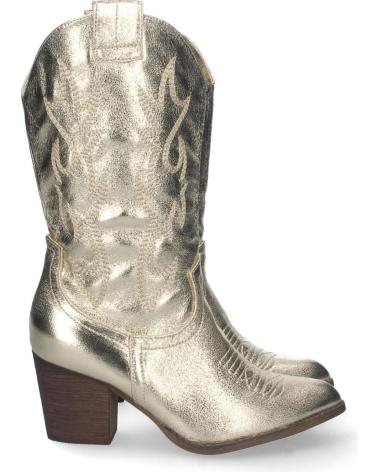 PUNTOSALAO BOTAS CAMPERAS DORADAS TACÓN ANCHO MUJER CON BORDADO VARIOS COLORES