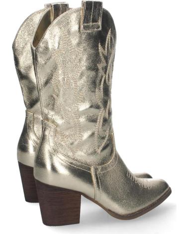 PUNTOSALAO BOTAS CAMPERAS DORADAS TACÓN ANCHO MUJER CON BORDADO VARIOS COLORES