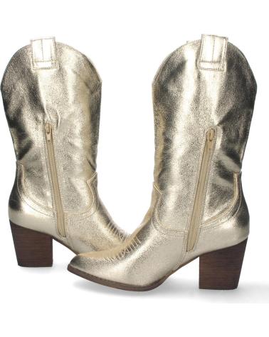 PUNTOSALAO BOTAS CAMPERAS DORADAS TACÓN ANCHO MUJER CON BORDADO VARIOS COLORES