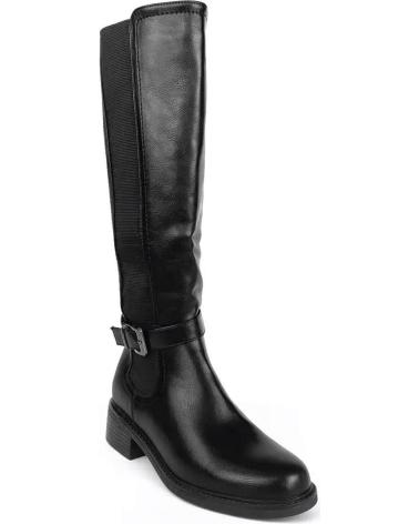 PUNTOSALAO BOTAS ALTAS PLANAS NEGRAS MUJER CON CORREA Y HEBILLA VARIOS COLORES