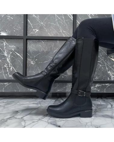 PUNTOSALAO BOTAS ALTAS PLANAS NEGRAS MUJER CON CORREA Y HEBILLA VARIOS COLORES