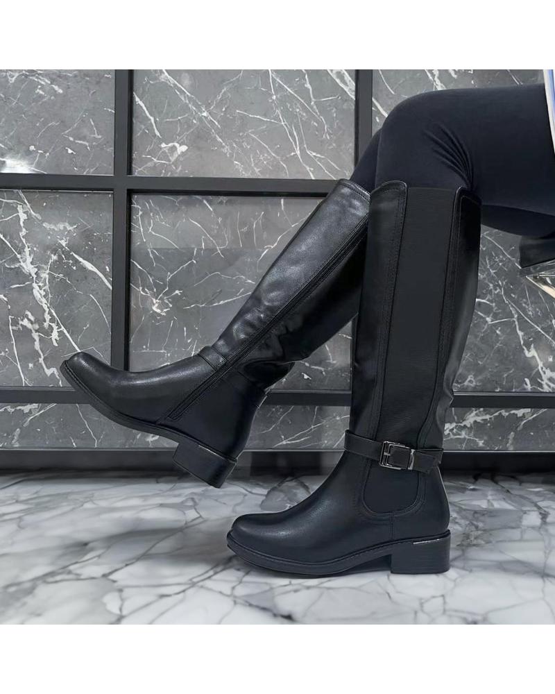 PUNTOSALAO BOTAS ALTAS PLANAS NEGRAS MUJER CON CORREA Y HEBILLA VARIOS COLORES