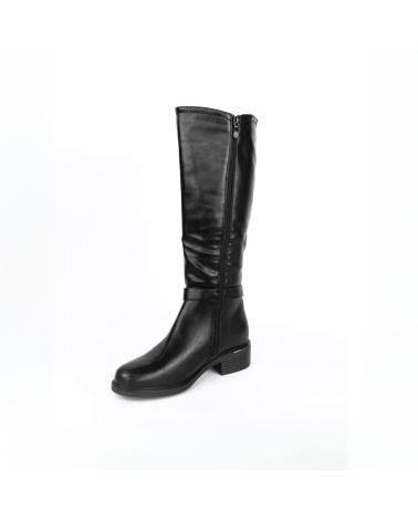 PUNTOSALAO BOTAS ALTAS PLANAS NEGRAS MUJER CON CORREA Y HEBILLA VARIOS COLORES