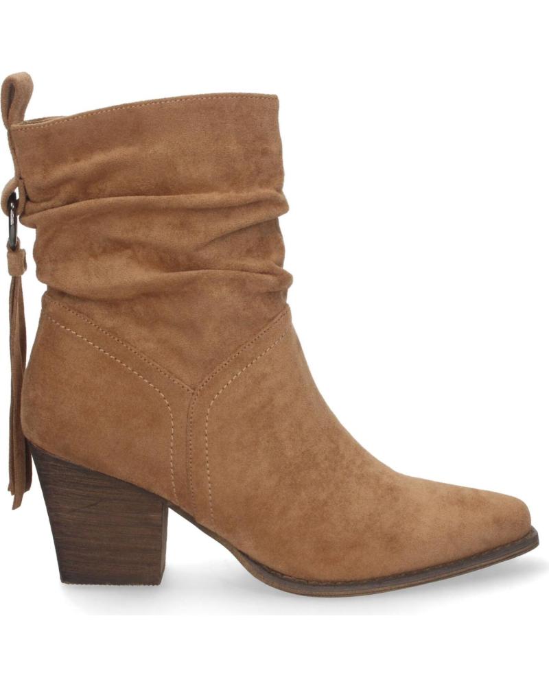 BOTINES PUNTOSALAO DE TACÓN MEDIO CON FLECOS Y PUNTA FINA PARA MUJER, EN COLOR CAMEL VARIOS COLORES