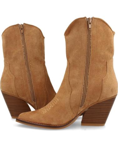 PUNTOSALAO BOTINES COWBOY TACÓN MEDIO MUJER CAMEL VARIOS COLORES