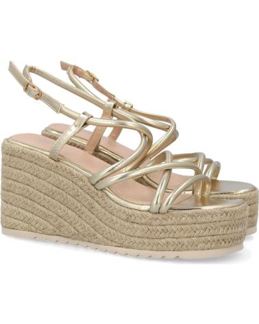 SANDALI PUNTOSALAO CON ZEPPA E PLATEAU IN IUTA DORATA VARIOS COLORES