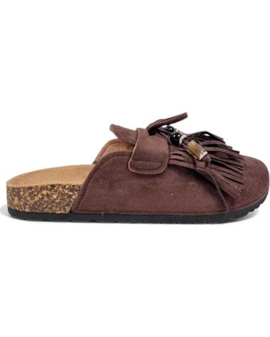 SABOTS TIMBOS FEMME MODÈLE 132341 AVEC FRANGES ET DÉTAIL LIÈGE MARRóN