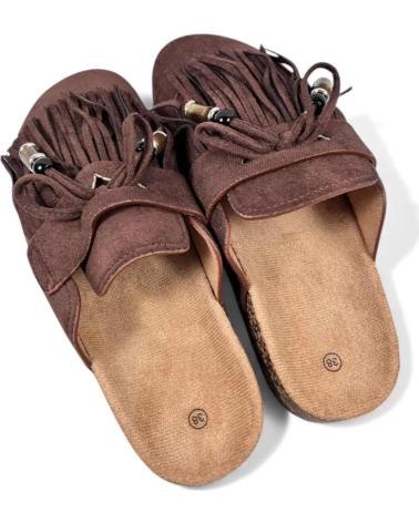 SABOTS TIMBOS FEMME MODÈLE 132341 AVEC FRANGES ET DÉTAIL LIÈGE MARRóN