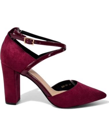 ZAPATO DE TACÓN TIMBOS DE VESTIR CON TIRAS AL TOBILLO EN COLOR VINO ROJO