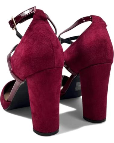 ZAPATO DE TACÓN TIMBOS DE VESTIR CON TIRAS AL TOBILLO EN COLOR VINO ROJO