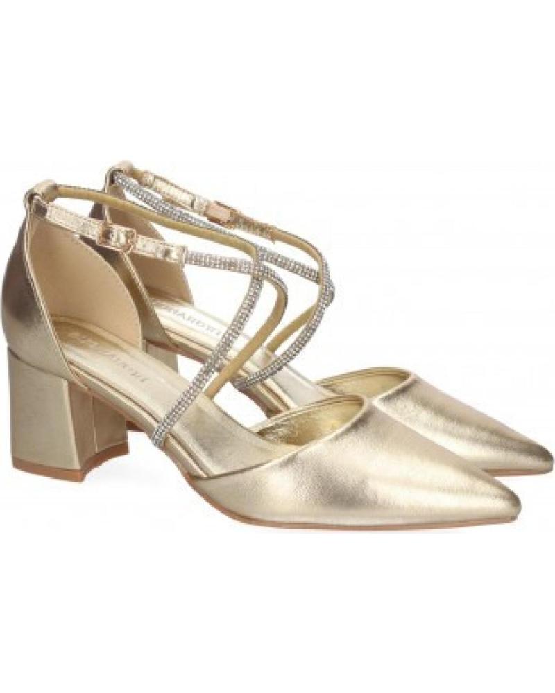 ZAPATOS DE VESTIR MUJER SPORT3PUNTO0 TACÓN DESTALONADO CON TIRAS CRUZADAS DORADAS A-3431 VARIOS COLORES