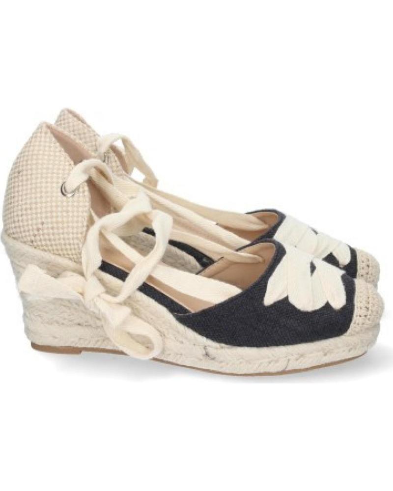 SANDALIAS DE CUÑA SPORT3PUNTO0 5T5 CON LAZO Y FLOR COLOR NEGRO PARA MUJER VARIOS COLORES