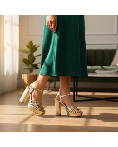 SANDALIA TIMBOS TACÓN PLATAFORMA FIESTA MUJER ORO 132330 AMARILLO