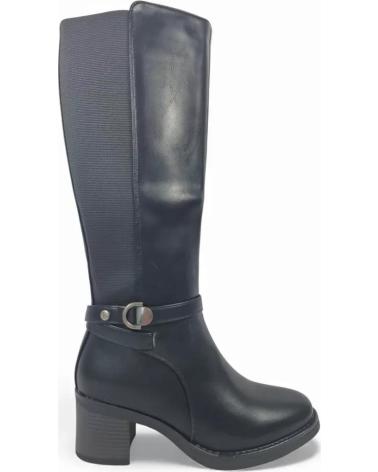 BOTA ALTA TIMBOS MUJER TACÓN HEBILLA NEGRO NEGRO